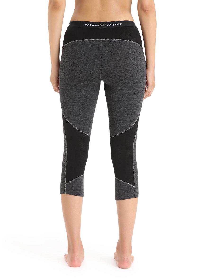 Base Layers Icebreaker BodyfitZone™ Merino 260 Zone 3/4 Thermal Leggings Damskie Czarne | PL 1079EBCX